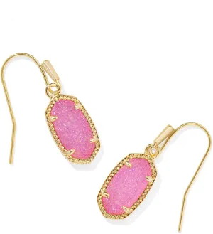 Kendra Scott Lee Earrings in 14k Gold-Plated Brass, Hot Pink Drusy, Fashion Jewelry for Women