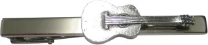 Kiola Designs Silver Toned Textured Classic Guitar Square Tie Clip