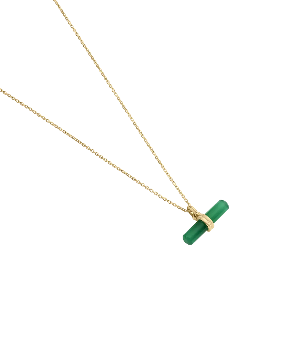 Kirstin Ash Green Onyx T-Bar Necklace (Gold Vermeil)
