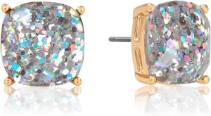 Large Square Stud Earrings for Women - Big Gold-Tone Glitter Statement Post Ear Studs