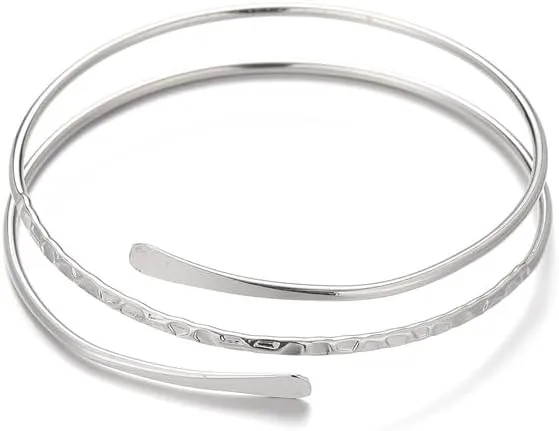 Layered Arm Cuff Upper Arm Bracelet,Opening Geometric Armband Arm Cuff,Minimalist Adjustable Bangle Cuff Armlet for Women Men Stackable Jewelry