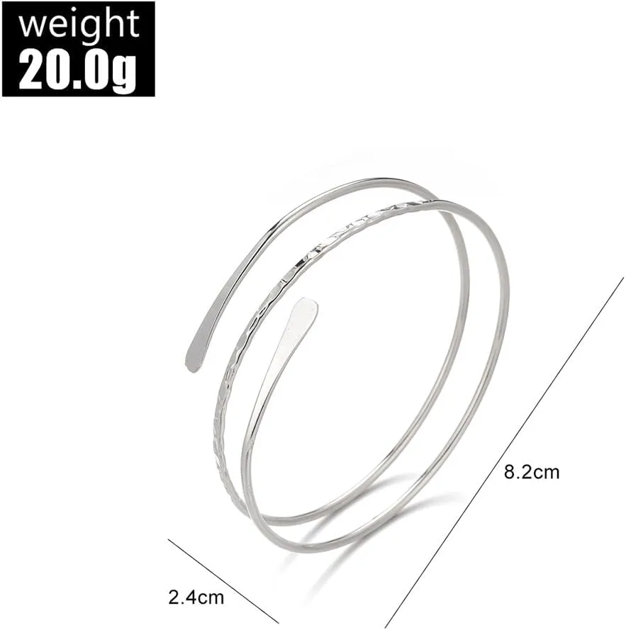 Layered Arm Cuff Upper Arm Bracelet,Opening Geometric Armband Arm Cuff,Minimalist Adjustable Bangle Cuff Armlet for Women Men Stackable Jewelry