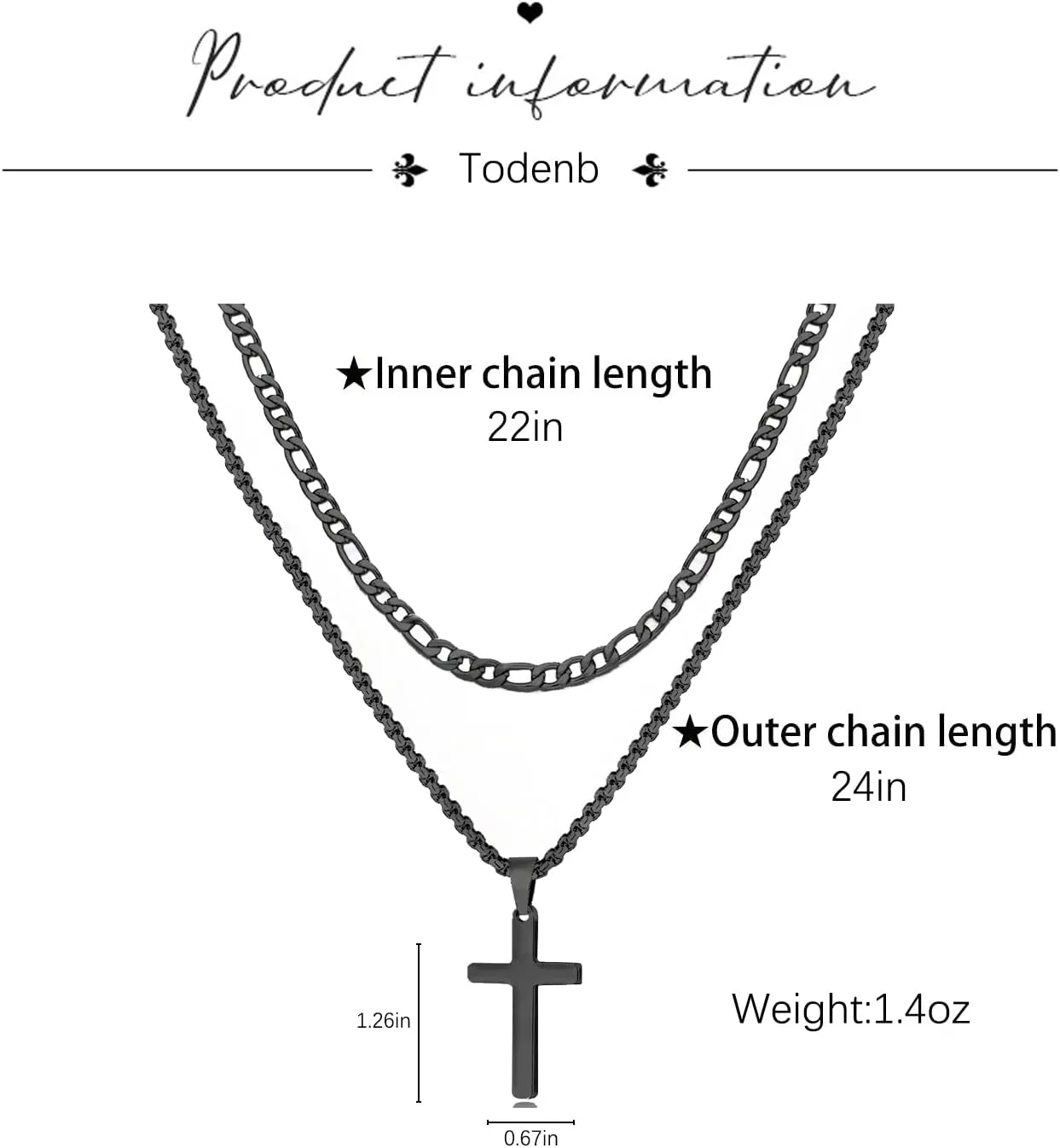 Layered Cross Necklace for Men, 18K Gold Silver Black Stainless Steel Mens Cross Necklaces Cross Chain Layered Rope Chain Cross Necklace for Men Women 16 18 20 22 24 Inch Necklace