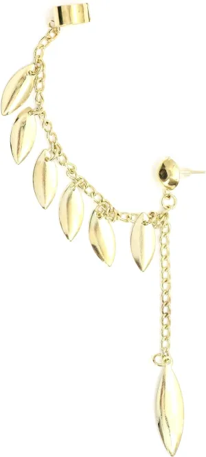 Leaves Stud Earring Ear Cuff Metal Wrap CD04 Gold Tone Art Deco Chandelier Earring Fashion Jewelry