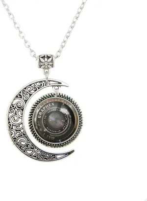 LERYDESI Camera necklace Moon pendant Photo printing handmade production Black grey lens Grahpex jewelry Photographer artist travel sport Gift Custom picture