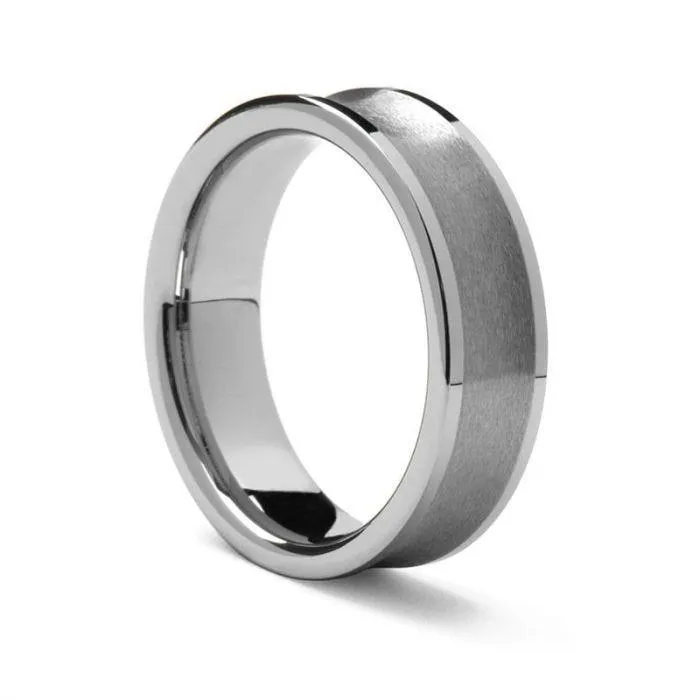 LEXINGTON Benchmark Brushed Concave Tungsten Ring - 7 mm