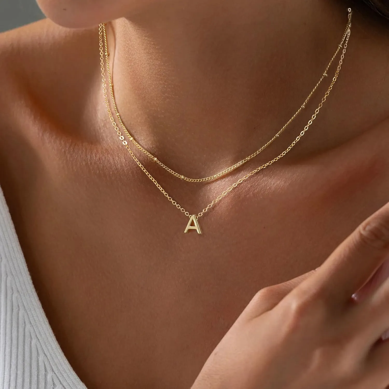 LEXODY Gold Initial Necklaces for Women, 14k Gold Plated Round Letter A-Z Pendant Necklace Trendy Capital Monogram Necklace Dainty Name Pendant Necklace for Women Jewelry Gifts