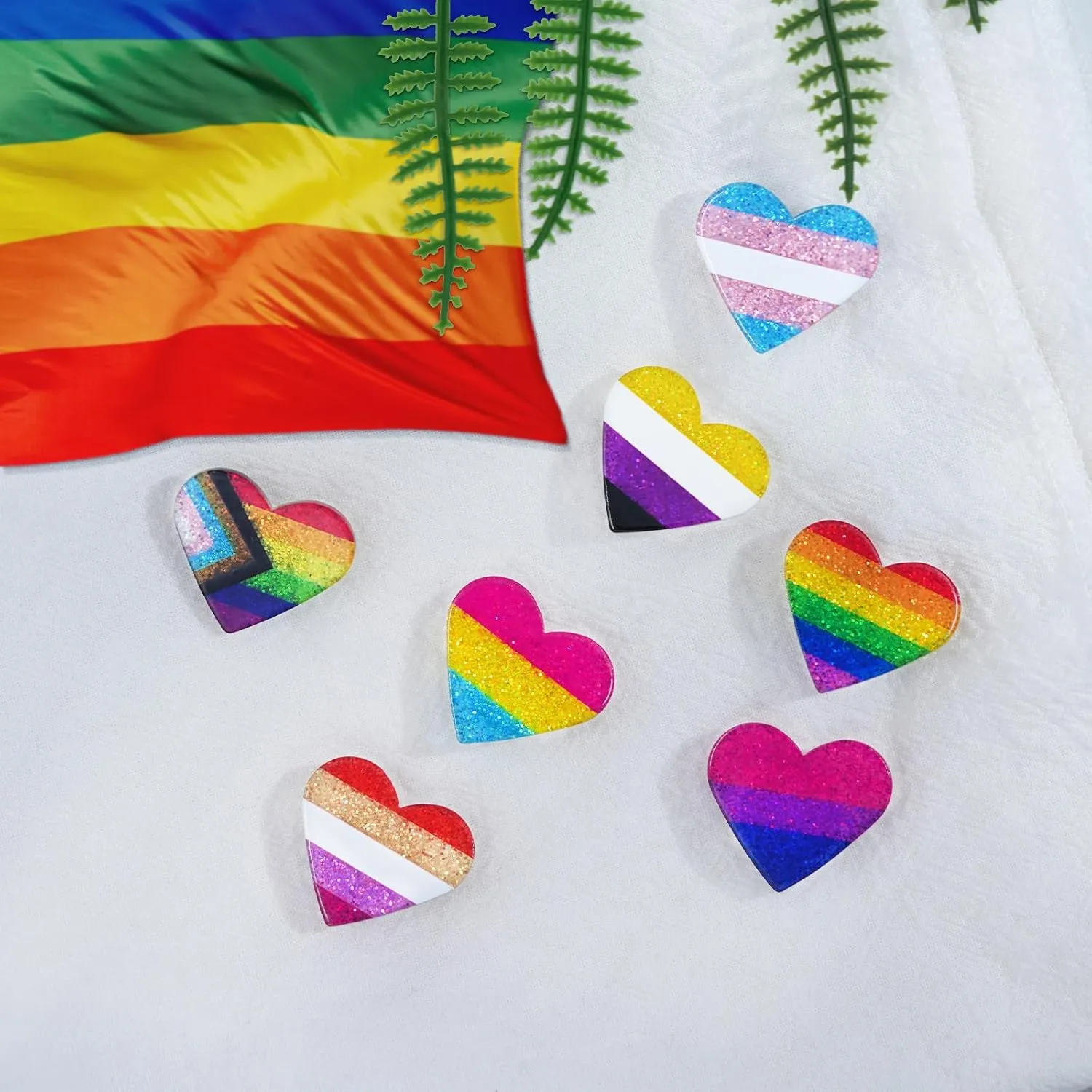 LGBTQ  Pride Pins - Rainbow Heart Flag Lapel Brooch Pin Badge Progress Pride Bisexual Transgender Nonbinary Lesbian Pansexual LGBTQ Accessories for Jackets Backpacks Hats