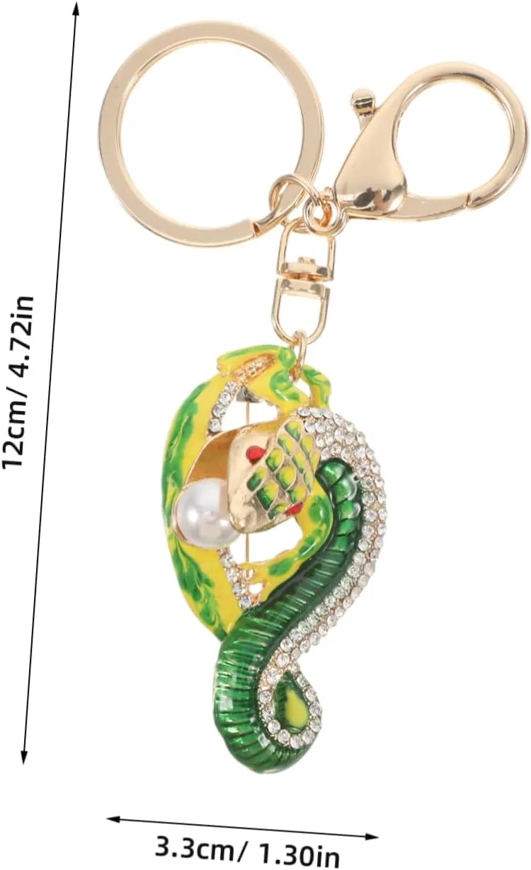 LIFKOME Chinese Keychain Chinese Snake Keychain Rhinestone Keychain Bag Charm Decorative Keyring Women Keychain