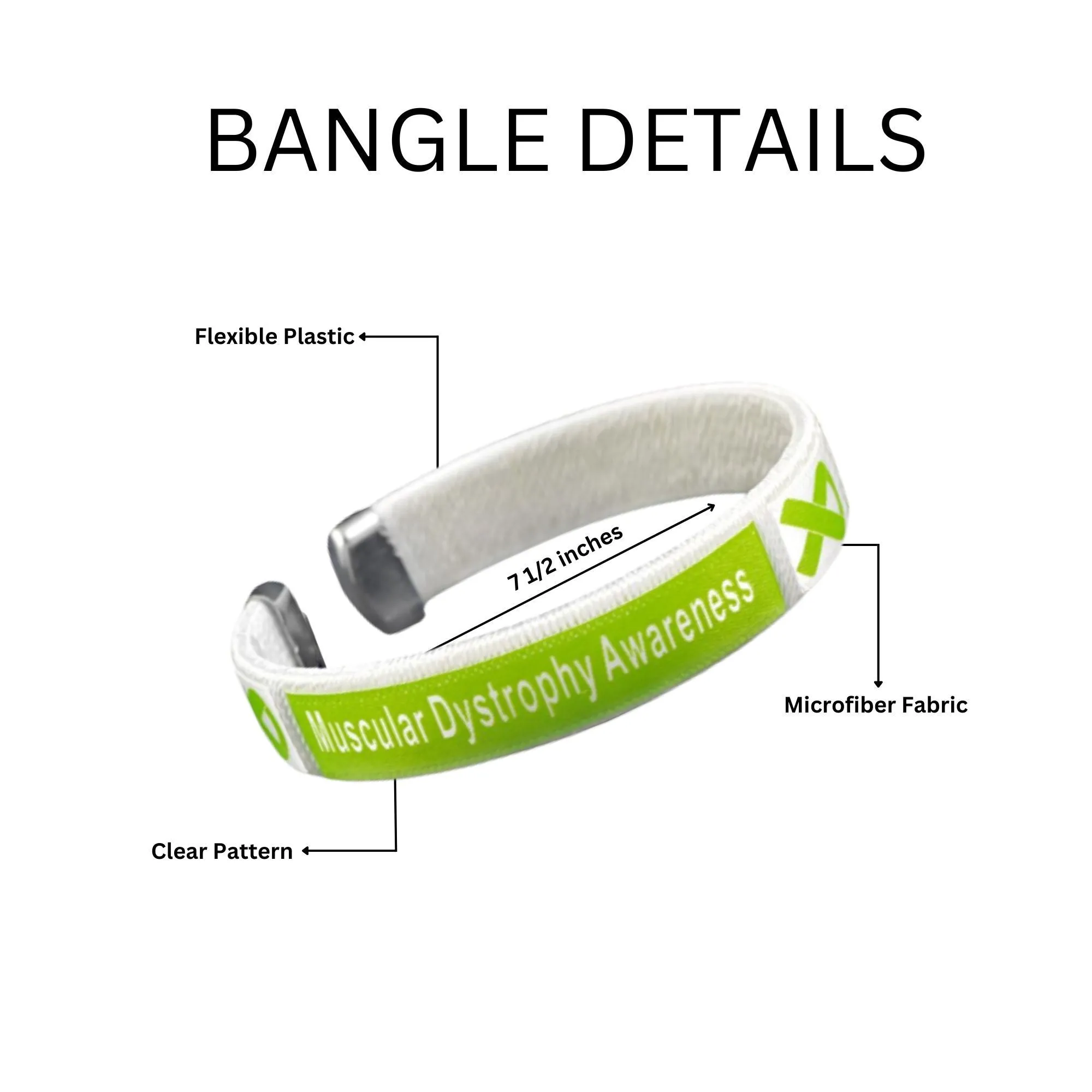 Lime Green Ribbon Muscular Dystrophy Awareness Bangle Bracelets