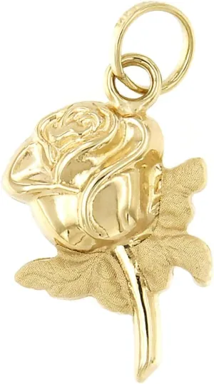 Lucchetta - Women's Rose Flower Pendant Charm Solid Yellow Gold | Romantic Jewelry from Italy for Her