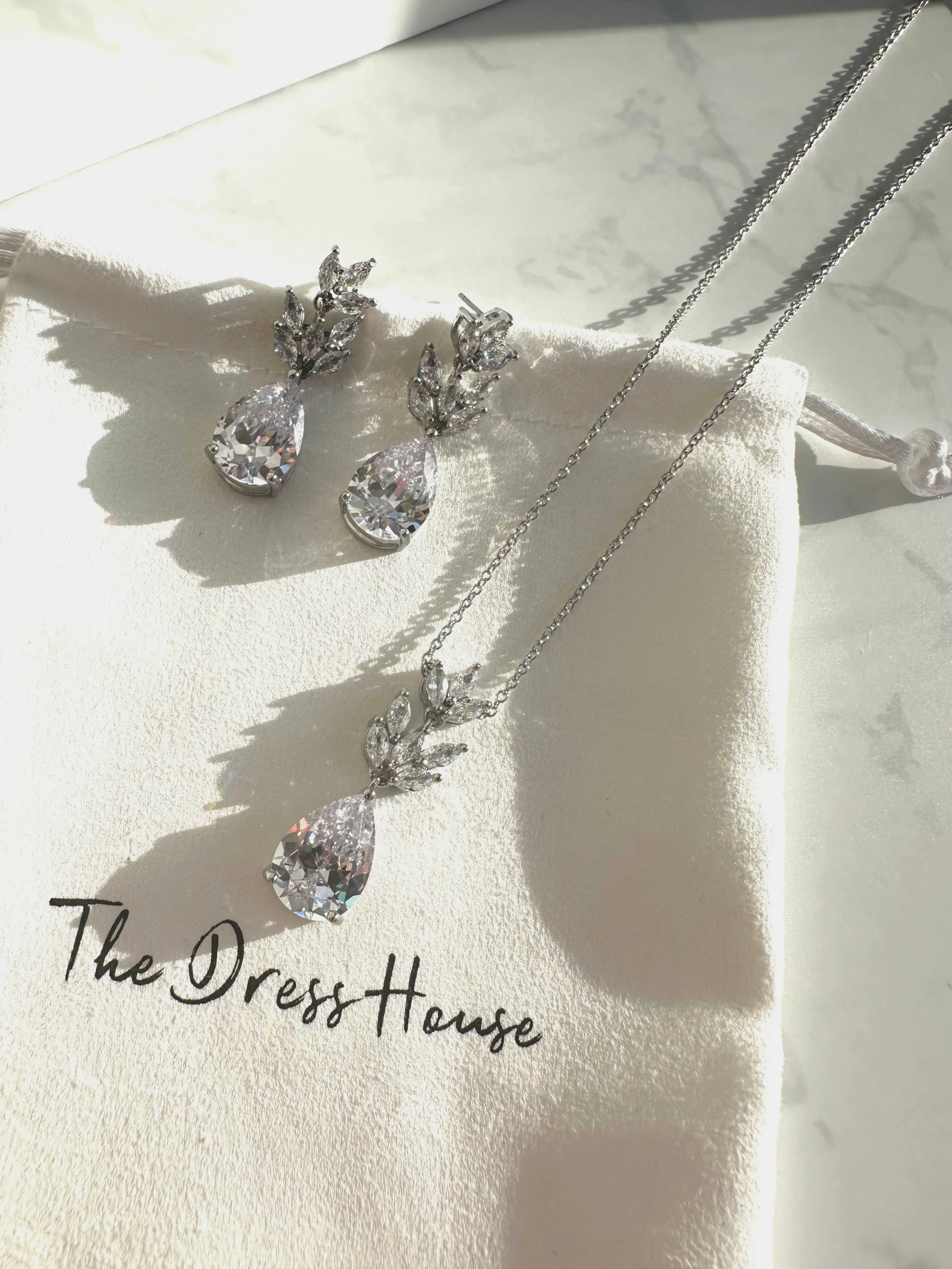 Luisa - Silver Diamanté Necklace Earring Gift Set