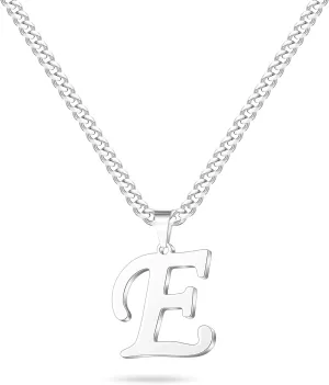 LUXEJEW Initial A-Z Letter Necklace for Men Boys Women, Stainless Steel Cuban Link Chain Letter Pendant Necklaces Capital Monogram Necklace Jewelry Gifts for Men 20 2 Inches