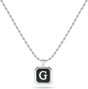 LUXEJEW Initial A-Z Letter Necklace for Men Boys Women - Stainless Steel Rope Chain Letter Pendant Necklaces Capital Monogram Necklace Jewelry Gifts for Men 20 2 Inches