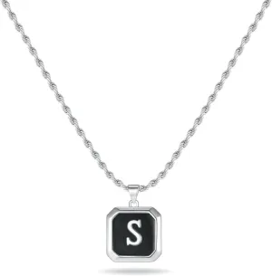 LUXEJEW Initial A-Z Letter Necklace for Men Boys Women - Stainless Steel Rope Chain Letter Pendant Necklaces Capital Monogram Necklace Jewelry Gifts for Men 20 2 Inches