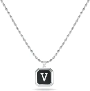 LUXEJEW Initial A-Z Letter Necklace for Men Boys Women - Stainless Steel Rope Chain Letter Pendant Necklaces Capital Monogram Necklace Jewelry Gifts for Men 20 2 Inches