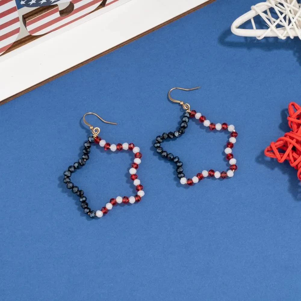 Madison Tyler Americana Collection Jewelry | Red White Blue Star Stud Dangle Earring | 4th of July Earrings | Americana Flag Earrings | Independence Day Earring for Women | MAGA Patriotic Earrings