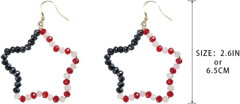 Madison Tyler Americana Collection Jewelry | Red White Blue Star Stud Dangle Earring | 4th of July Earrings | Americana Flag Earrings | Independence Day Earring for Women | MAGA Patriotic Earrings