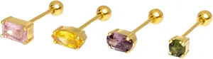 MARMANUEL - Set Zirconia Earrings, Elegant Stud Earrings for Pierced Ears, Women's Earrings Made of Durable Brass, 14K Gold Plated Zirconia Earrings for Women - Marquise
