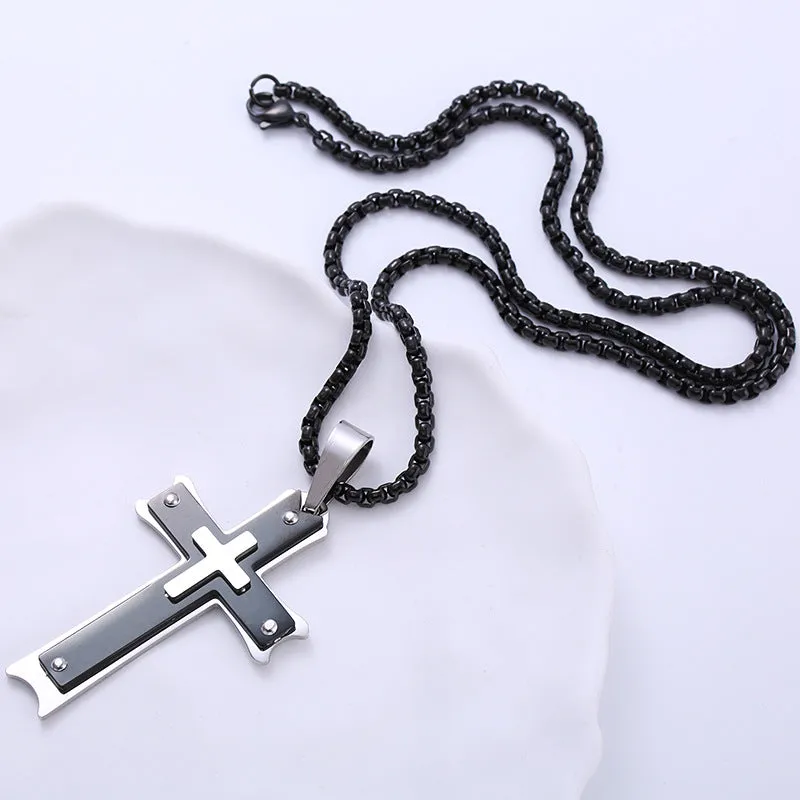 Men Minimalist Cross Cross Titanium Steel Electroplating Pendants