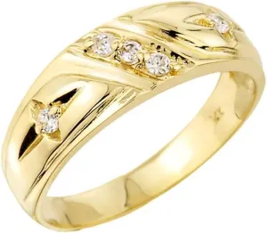 Men's 10k Yellow Gold 5-Stone Diamond Wedding Ring Band