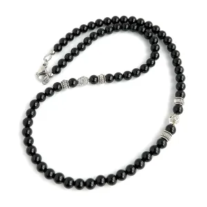Mens Black Onyx Necklace Made with 6mm AA Grade Gemstone Beads - Handcrafted in USA (Black Onyx, 19 inches)