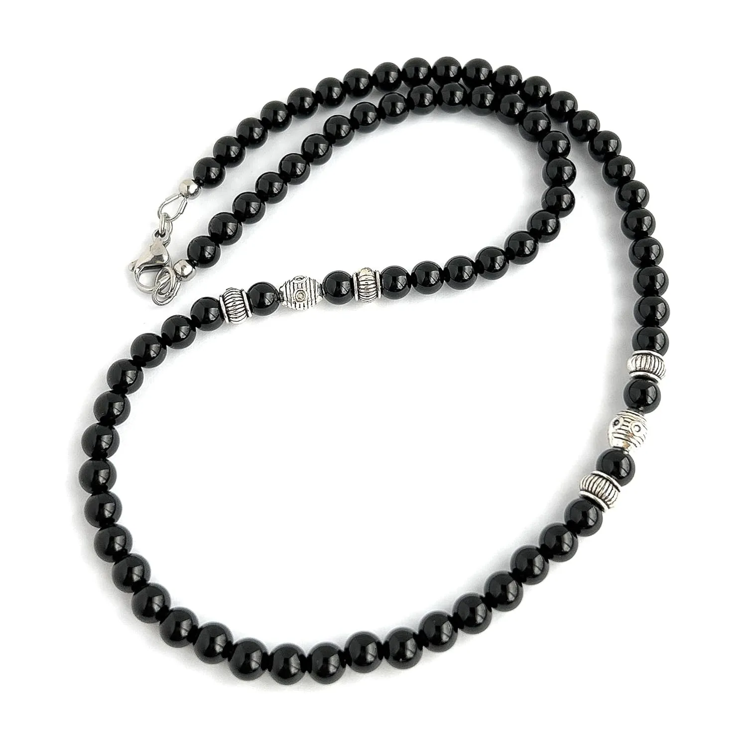 Mens Black Onyx Necklace Made with 6mm AA Grade Gemstone Beads - Handcrafted in USA (Black Onyx, 19 inches)