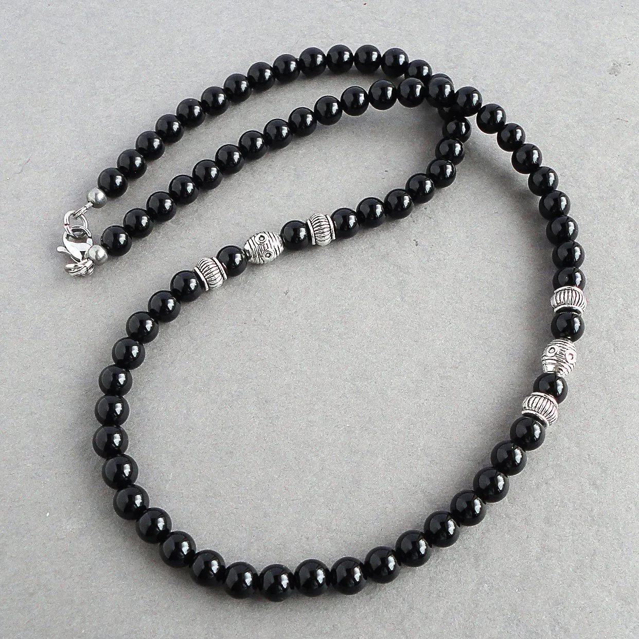 Mens Black Onyx Necklace Made with 6mm AA Grade Gemstone Beads - Handcrafted in USA (Black Onyx, 19 inches)