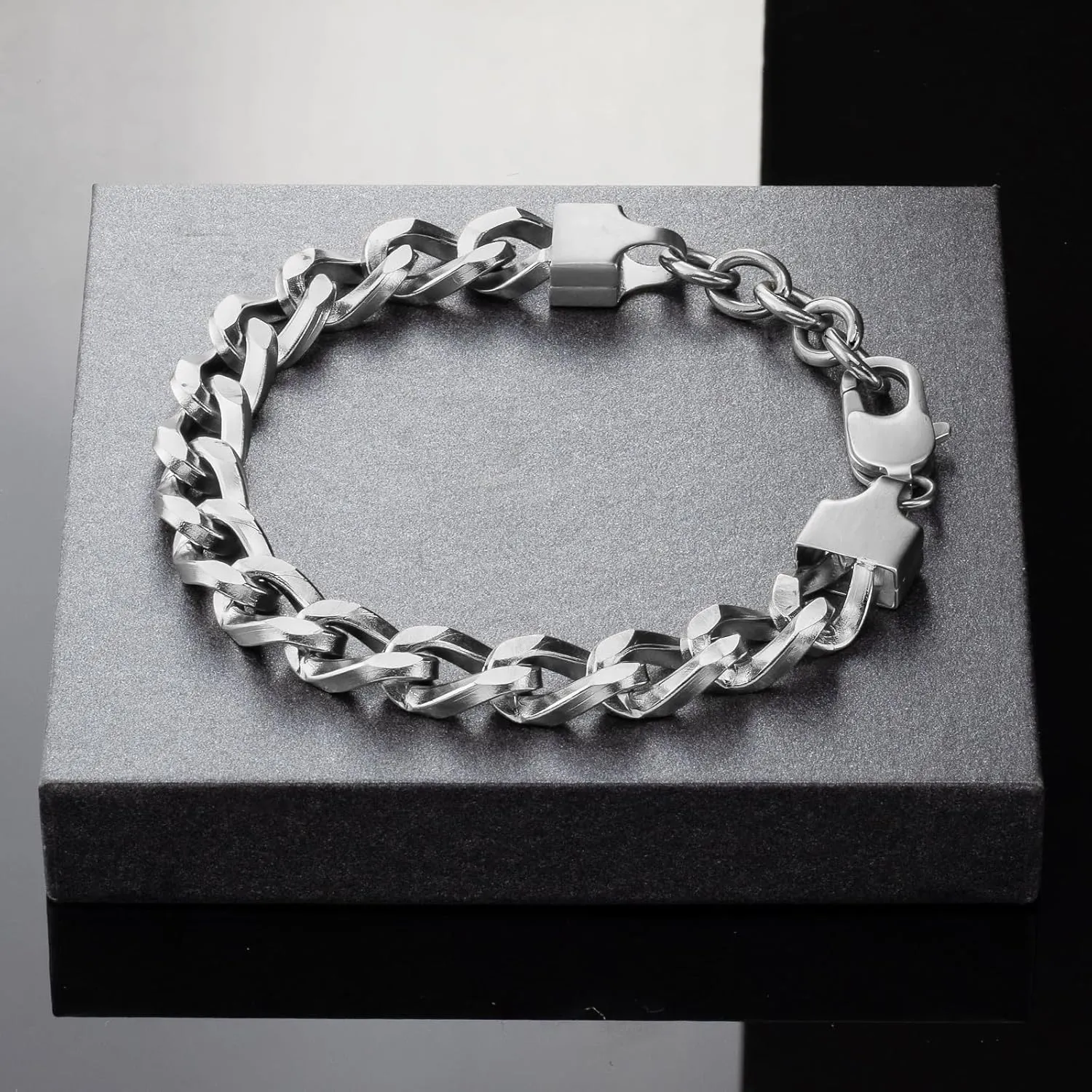 Mens Bracelet Stainless Steel Adjustable Cuban Link Bracelets For Men,Trendy Jewelry Gifts For Husband Friend Dad SL-23