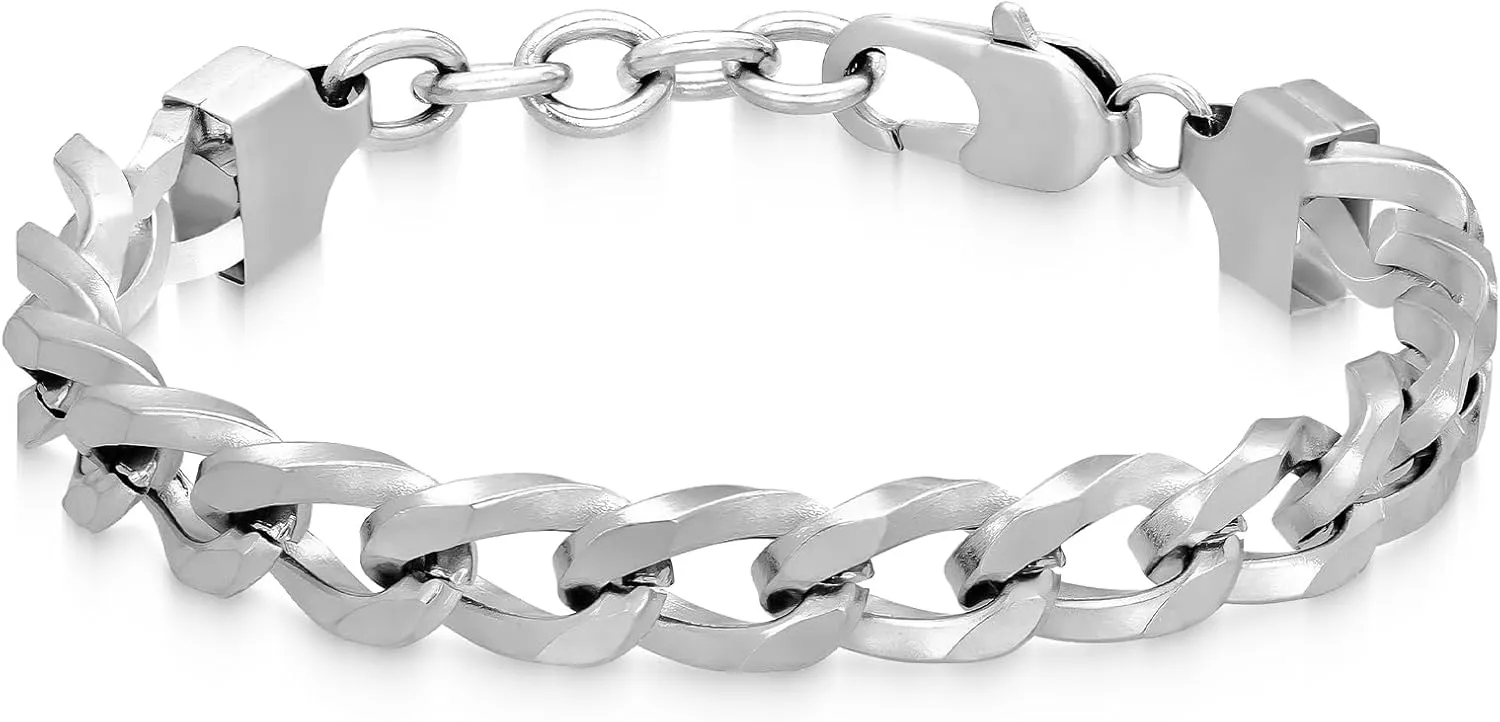 Mens Bracelet Stainless Steel Adjustable Cuban Link Bracelets For Men,Trendy Jewelry Gifts For Husband Friend Dad SL-23