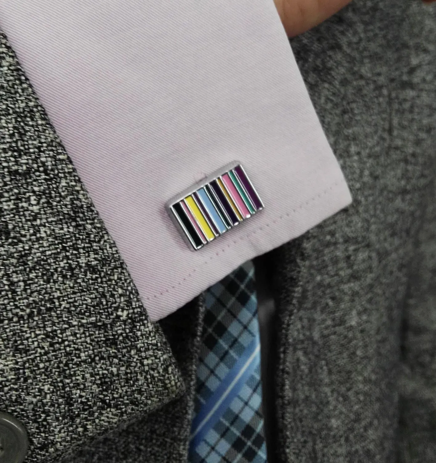 Men's Colored Stripes Cufflinks with Gift Box