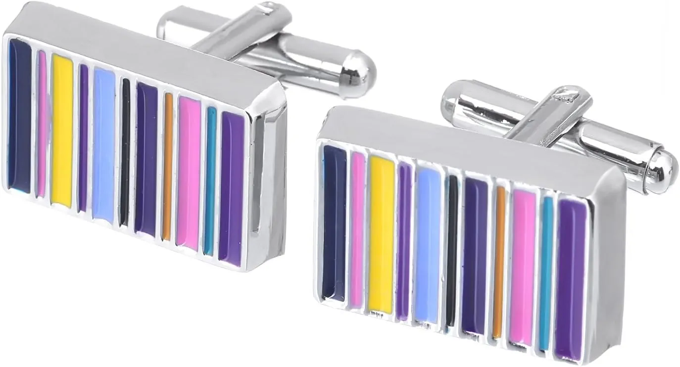 Men's Colored Stripes Cufflinks with Gift Box