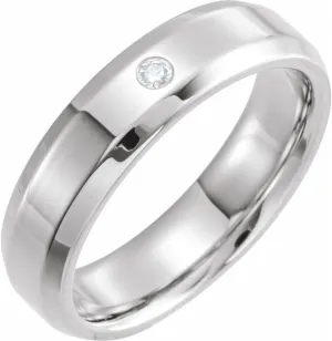Men's Platinum Diamond 6mm Beveled-Edge Bridal Wedding Engagement Anniversary Band Ring Fine Jewelry For Men Gifts For Him (.04 cttw), Size 17.5