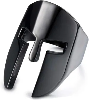 Men's Stainless Steel Spartan Knight Helmet Ring Ancient Greek Warrior Cool Mask Punk Biker Band