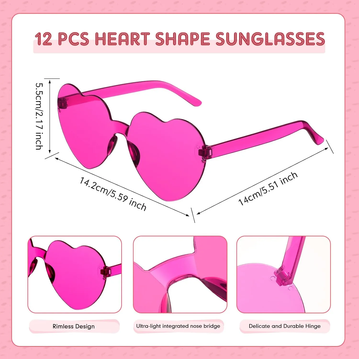 Mepase 24 Pcs Beads Necklaces and Heart Sunglasses 80s Accessories for Adults Wedding Graduation Summer Party Favor