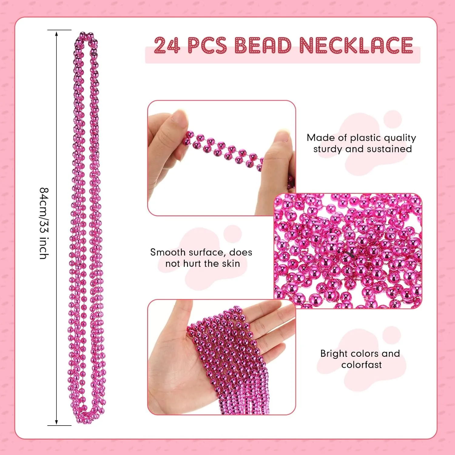 Mepase 24 Pcs Beads Necklaces and Heart Sunglasses 80s Accessories for Adults Wedding Graduation Summer Party Favor