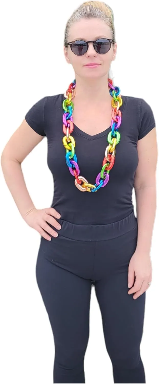 Metallic Colors 38" Light-Up Big Link Chain Rainbow Necklace