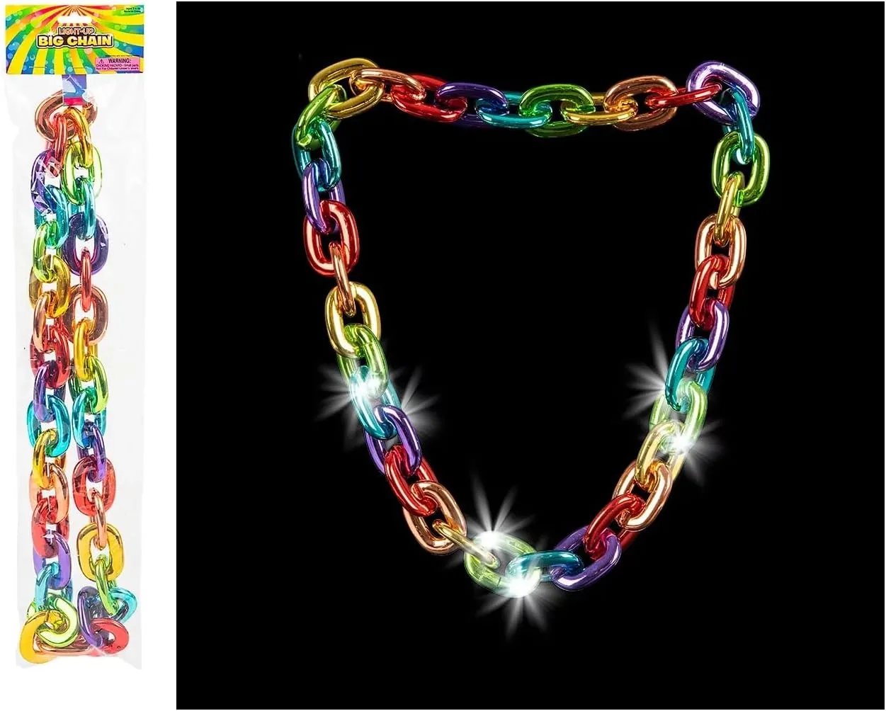 Metallic Colors 38" Light-Up Big Link Chain Rainbow Necklace