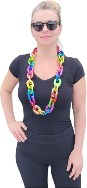 Metallic Colors 38" Light-Up Big Link Chain Rainbow Necklace