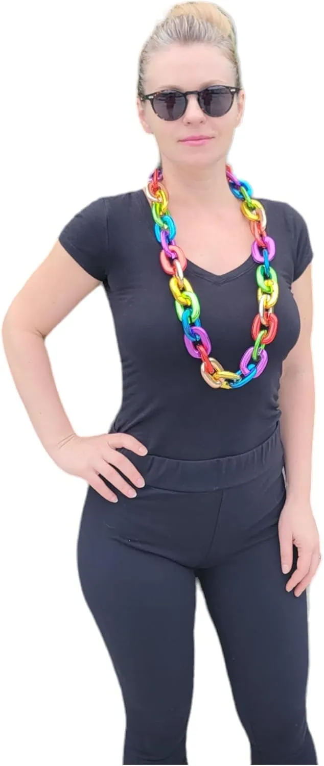 Metallic Colors 38" Light-Up Big Link Chain Rainbow Necklace