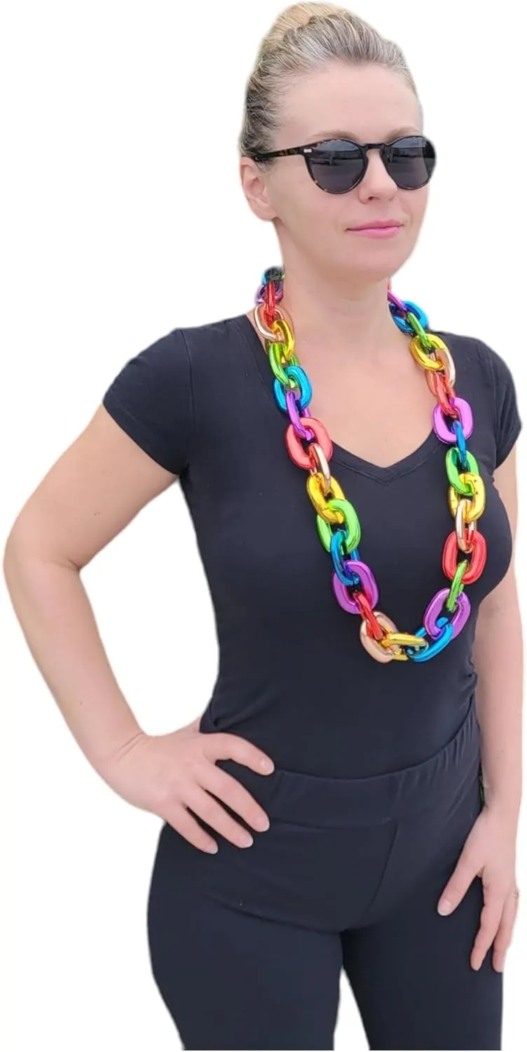Metallic Colors 38" Light-Up Big Link Chain Rainbow Necklace