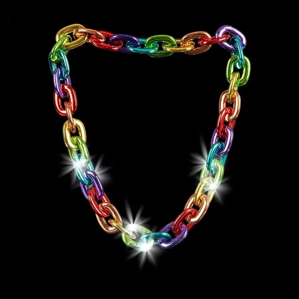 Metallic Colors 38" Light-Up Big Link Chain Rainbow Necklace
