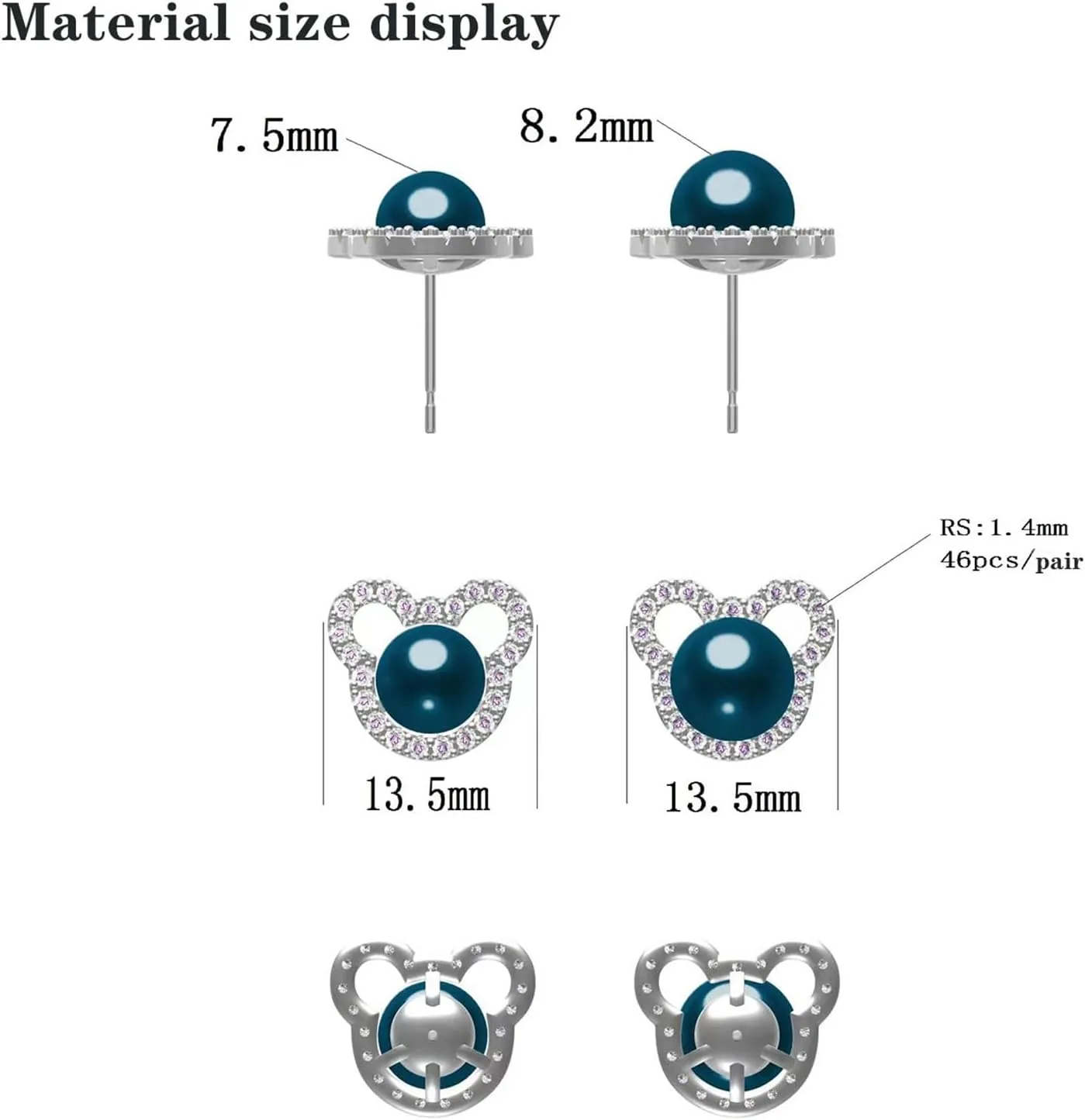 Mickey Pearl Earrings for Women, S925 Sterling Silver and Zircon Stud Earrings, Freshwater Cultured Pearls Cute Mickey Mouse Jewelry Gifts for Mom Grandmother