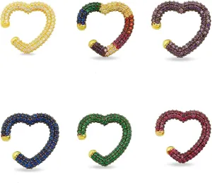 Micro Pave Heart Earring 1 Piece Colorful Cubic Zirconia Clip on Earring no Piercing Ear Cuff