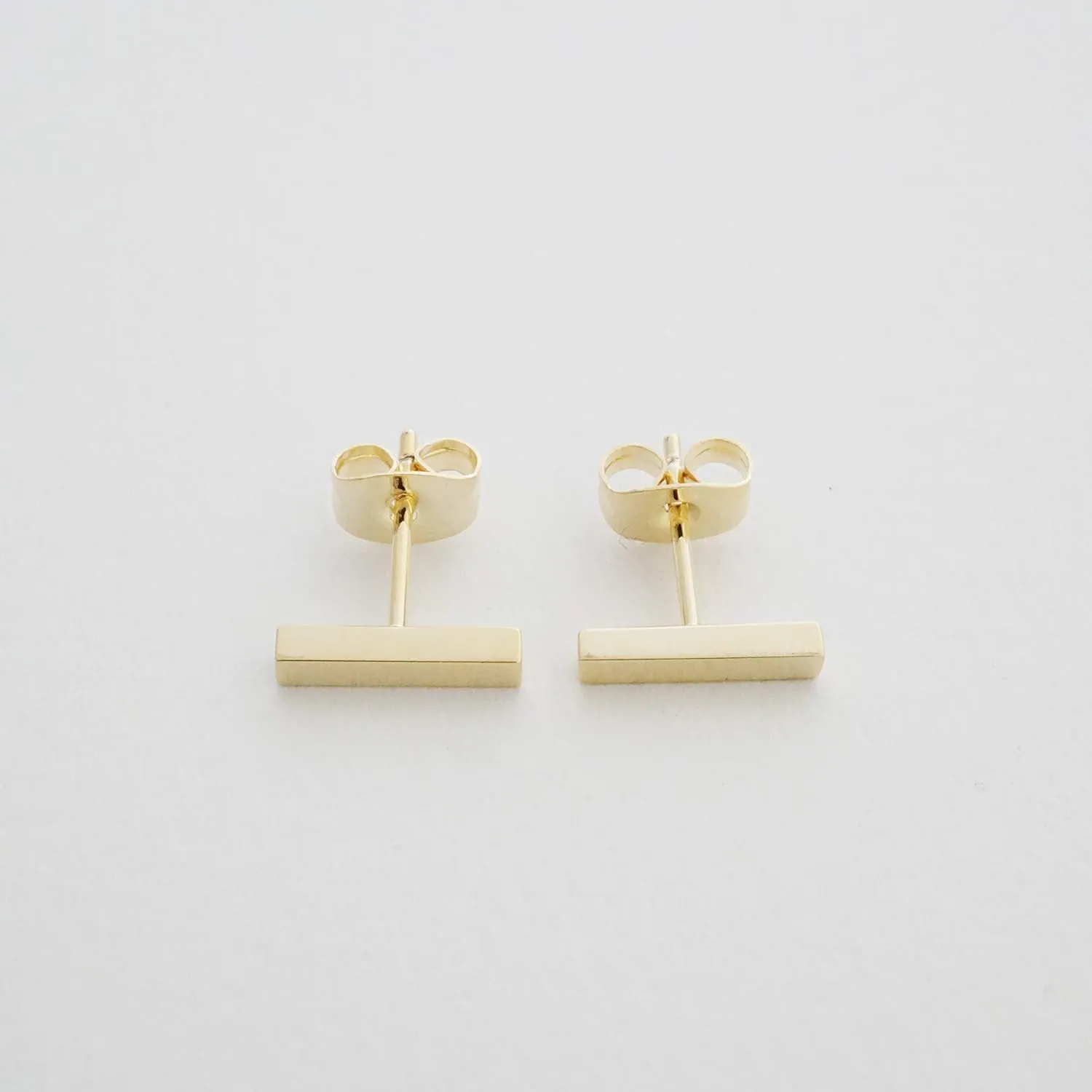 Middle Bar Stud Earrings in Gold Plated, Rose Gold Plated, Silver Rhodium Plated. Minimalist, Delicate, Dainty Jewelry Earring Stacking Studs for Women