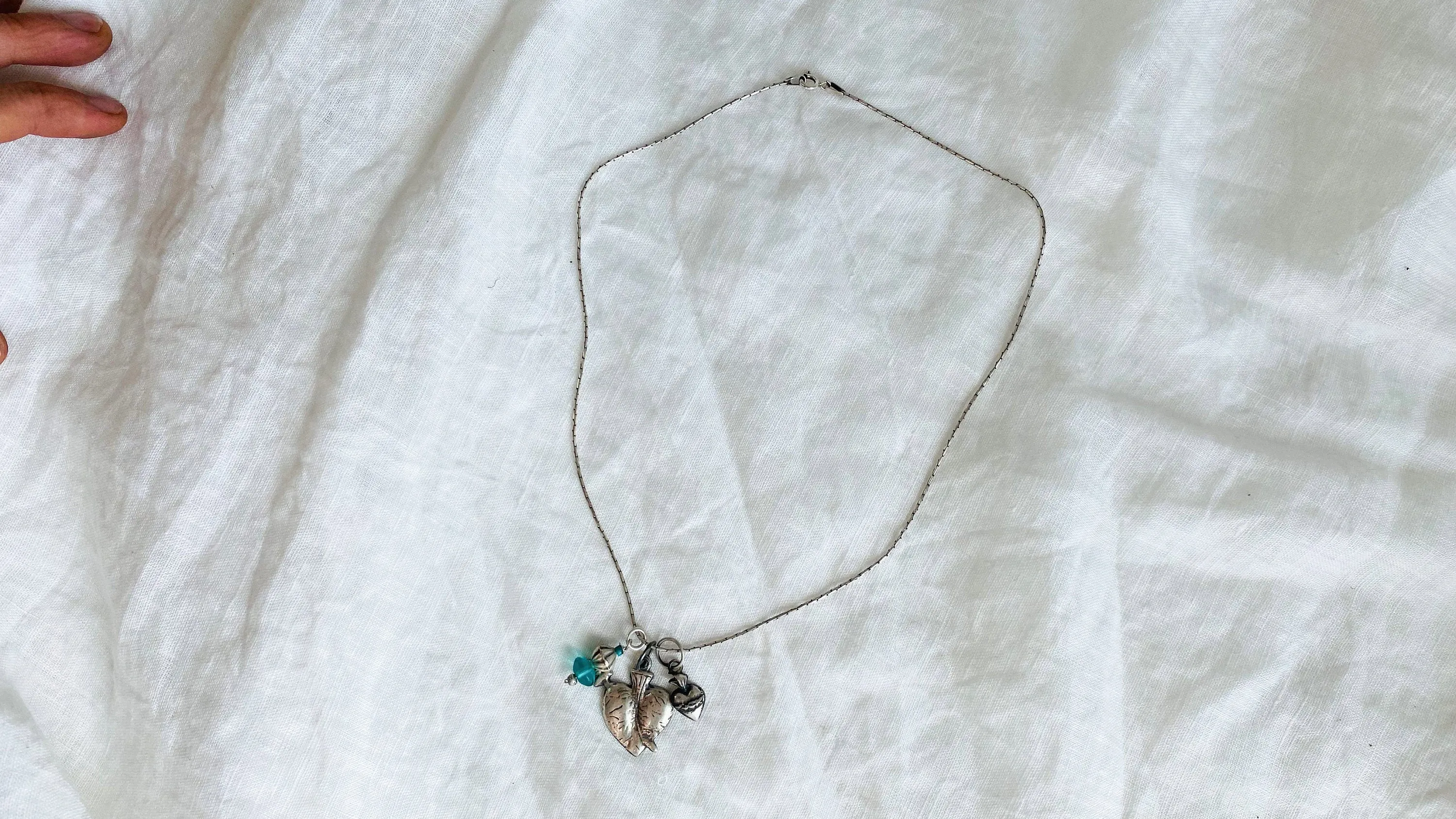 Milagro Pendants Necklace. Mexico. Sterling Silver and Crystal.