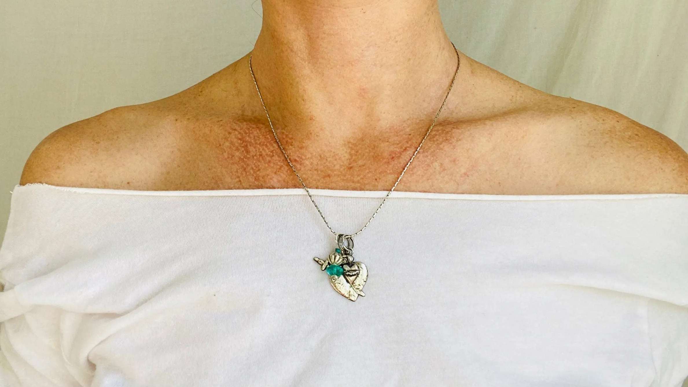 Milagro Pendants Necklace. Mexico. Sterling Silver and Crystal.
