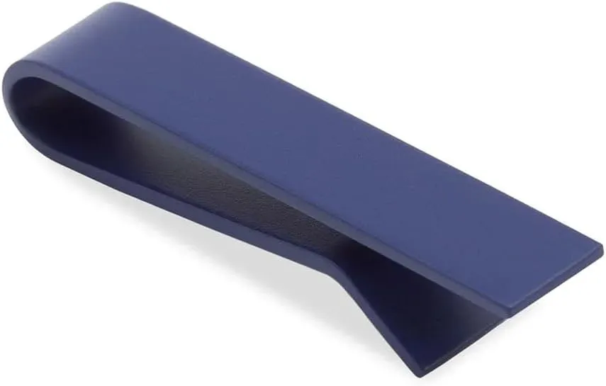 Mini Matte Navy Blue Clip Tie Bar Navy Blue Rhodium Plating Mini Matte Navy Blue Clip Tie Bar