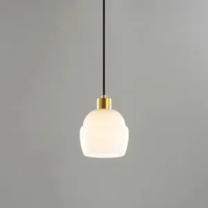 Minimalist 1-Light White Pendant Lighting Kit for Bedroom - Small Size