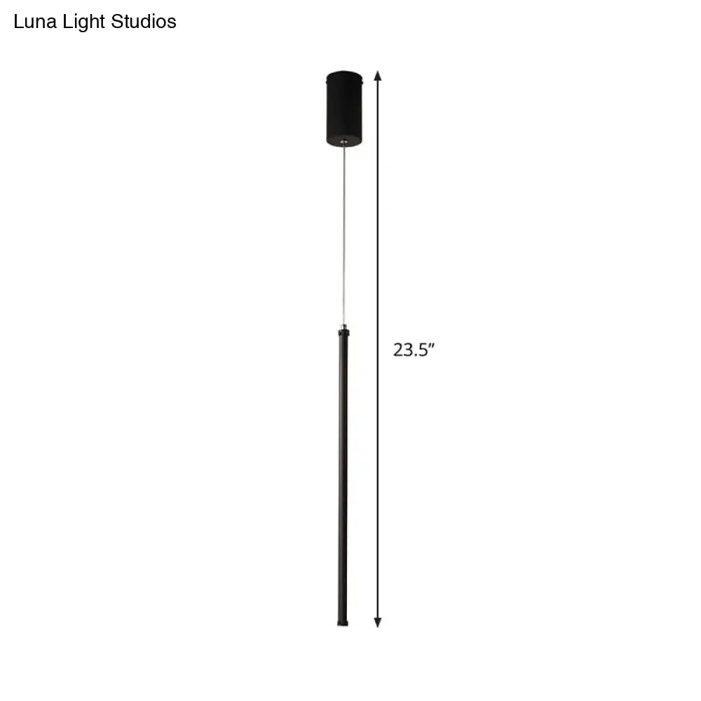 Minimalist Black Metal Tubular Pendant Light Fixture - LED Hanging Ceiling Light (Warm/White)